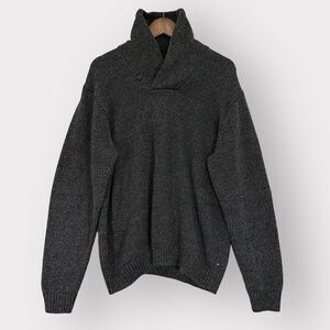 Chaps Pullover Knit Sweater Men Size XL Dark Gray Long‎ Sleeves 100% Cotton X63